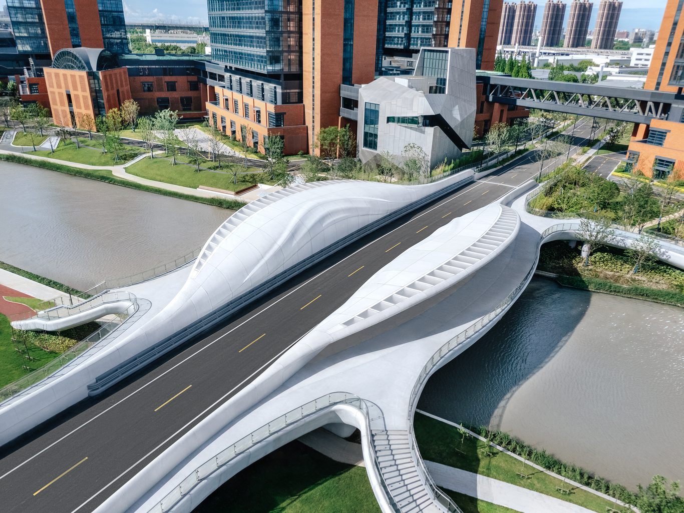 Chapman Taylor designed Cloud Bridge in Shanghais Jinwan District 1