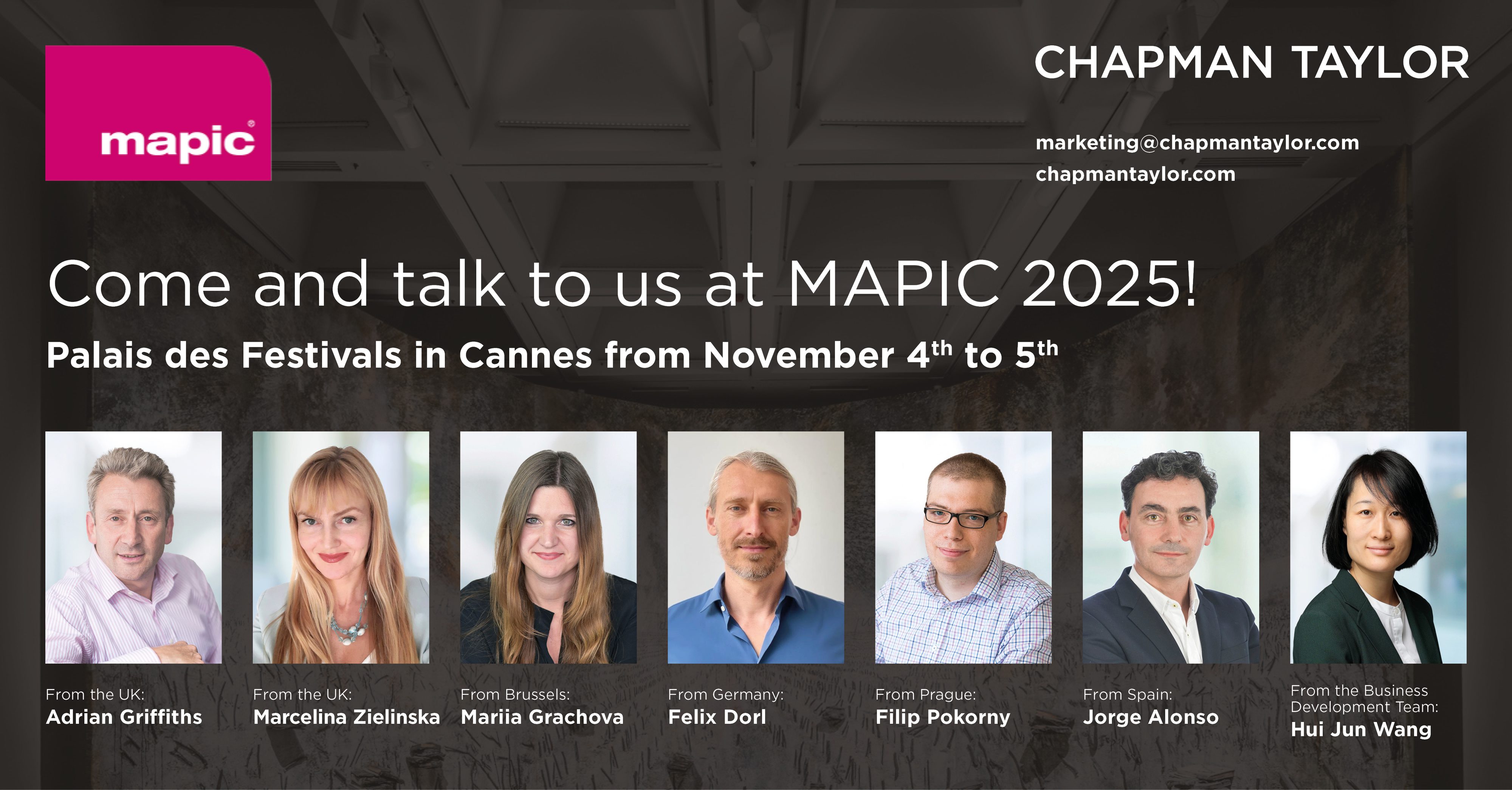 Mapic Events Visual Come and talk to us at MAPIC 2025! | Chapman Taylor